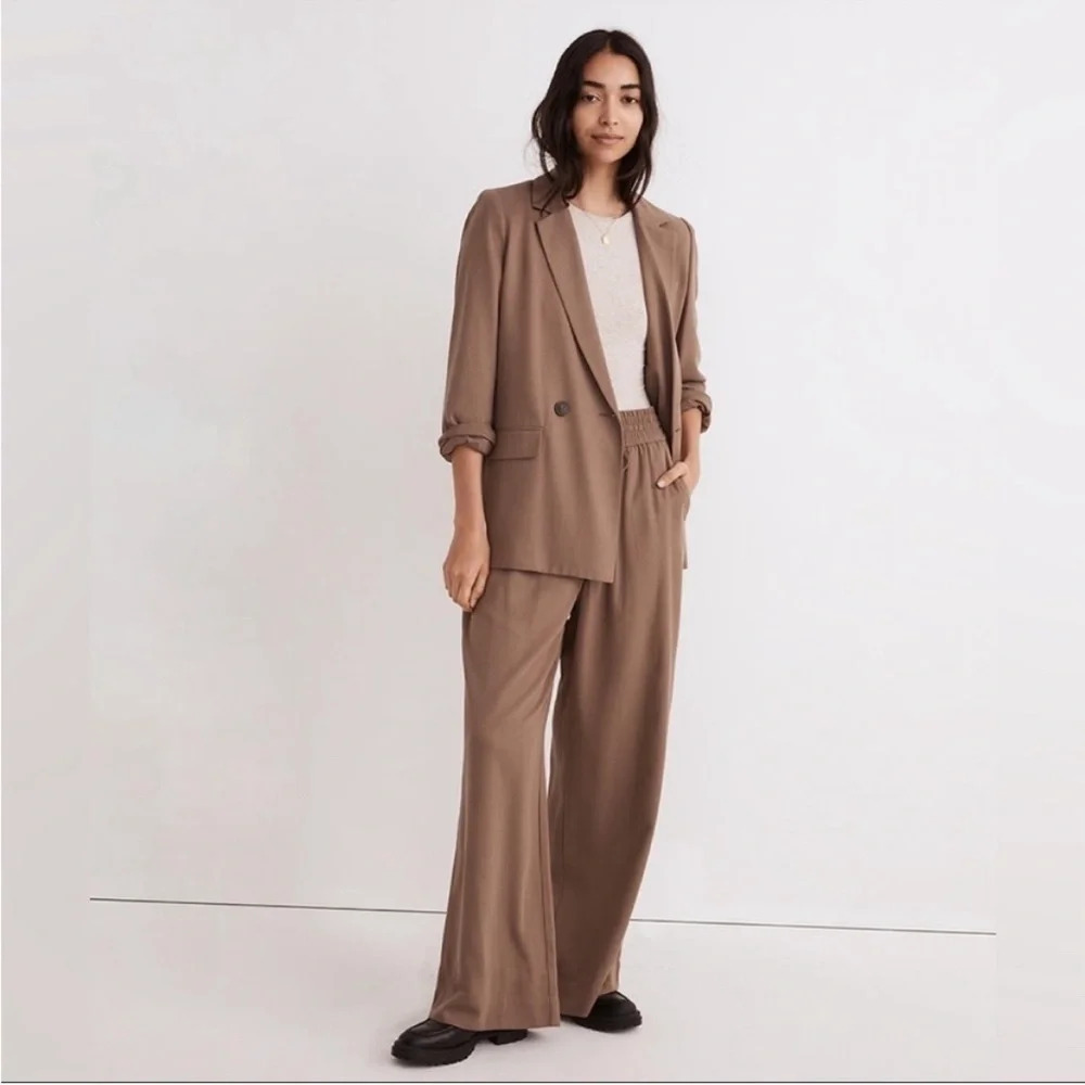 Madewell XXL Drapeweave Caldwell Double Breasted Blazer NH328 Brown Oversized
